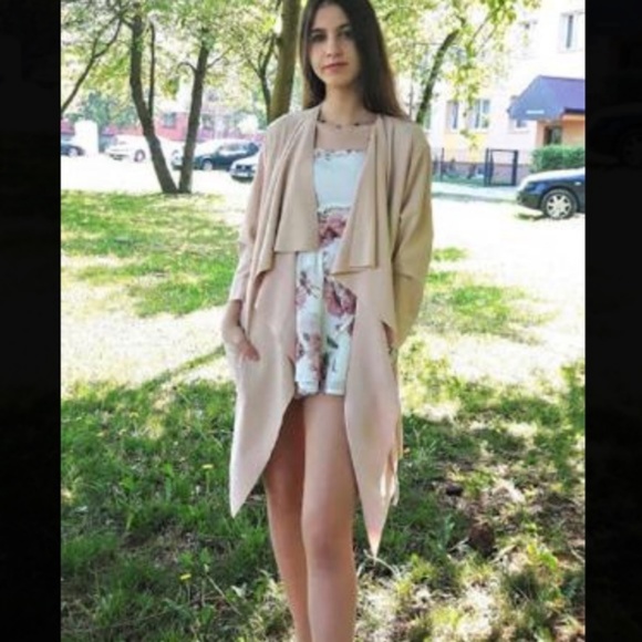 Waterfall Collar Pocket Front Wrap Coat - Picture 8 of 8